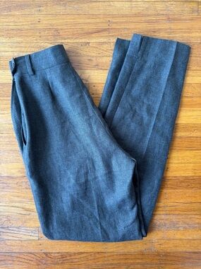 Vintage Bladen high waisted dark grey wool and linen dress pants